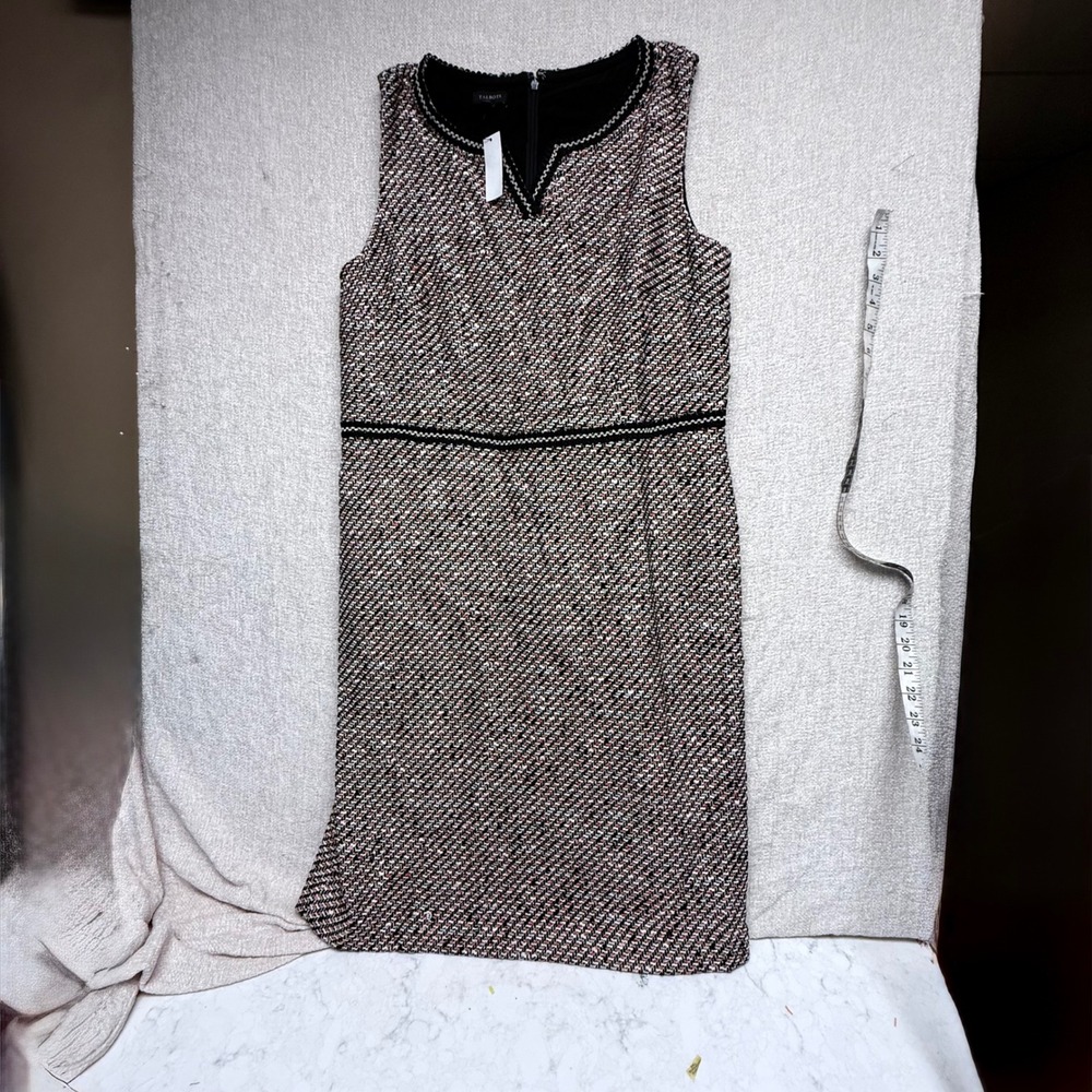 Talbots Pink Multi Color Tweed Sleeveless Sheath Dress Size 12 NWT